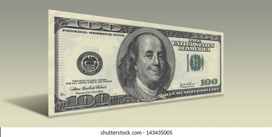 US Hundred Dollar Bill With Smiling Ben Franklin