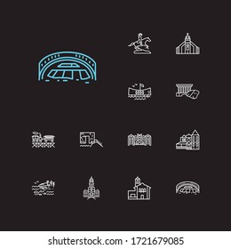 Us Landmarks Icons Set. Delaware And Us Landmarks Icons With Idoha, Oklahoma And Hawaii. Set Of Residence For Web App Logo UI Design.