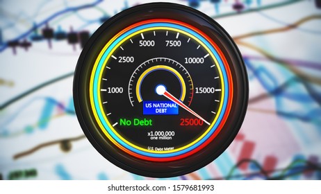 US National Debt Meter 3D Illustration