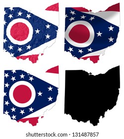 US Ohio State Flag Over Map Collage