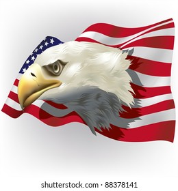 US Patriot - American Flag And Bald Eagle Head