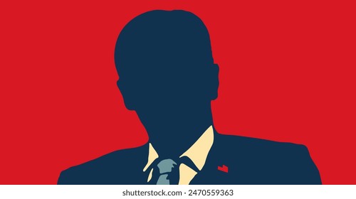 US presidential candidate. Poster for American elections, voting, USA presidential candidate. Outline, silhouette of the President of the Democratic or Republican Party. Illustration - Powered by Shutterstock