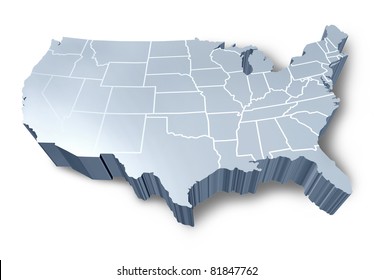 U.S.A 3D map isolated symbol represented by a white and grey dimensional United States.