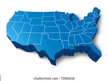 U.S.A 3D map symbol represented by a blue dimensional United States.