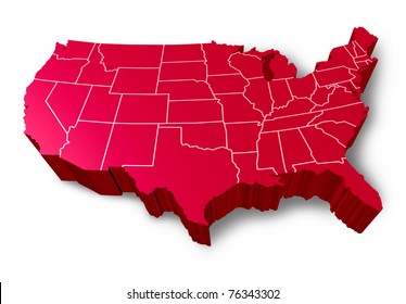 U.S.A 3D map symbol represented by a red dimensional United States.