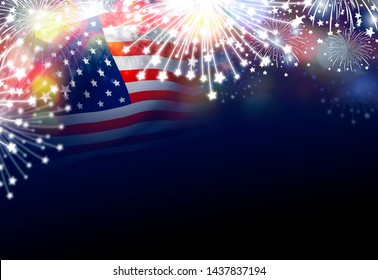 USA 4th of july independence day design of american flag with fireworks - Powered by Shutterstock