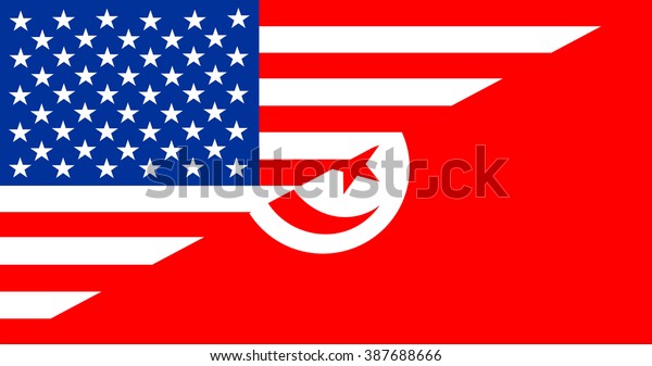 Usa America Tunisia Half Country Language Stock Illustration 387688666