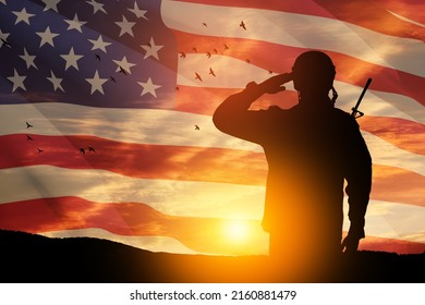 Usa Army Soldier Saluting On Background Stock Illustration 2160881479 ...