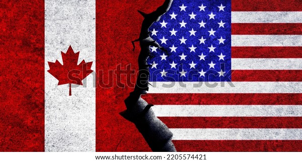 USA and Canada flags together.\
Canada and United States of America relation. USA vs\
Canada