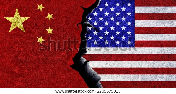 USA and China flags together. China and United\
States of America relation, conflict, war crisis, economy concept.\
USA vs China