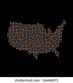 USA Colorful Dot Map. Vector Icon