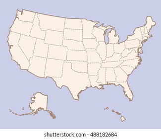 Usa Contour Map Stock Vector (Royalty Free) 211170358 | Shutterstock