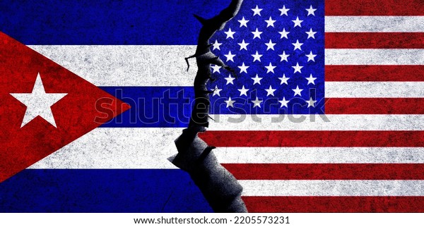 USA and Cuba flags together. Cuba\
and United States of America relation. USA vs\
Cuba
