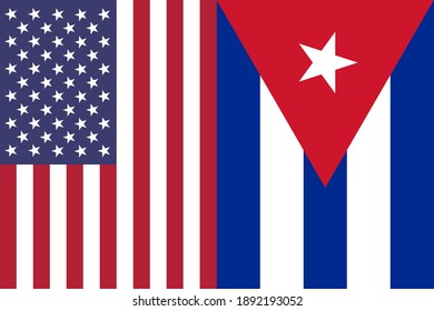 USA and Cuba vertical national flags icon isolated together background, abstract creative US Cuba politics economy relationship partnership cooperation concept texture wallpaper