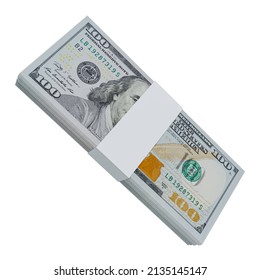 USA Currency Dollar 100: Stack of US Dollar USA banknote 3D rendering