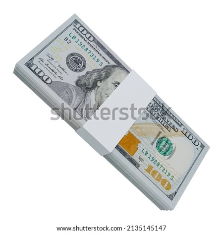 USA Currency Dollar 100: Stack of US Dollar USA banknote 3D rendering