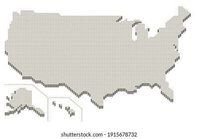 USA Dots Map 3D Illustration