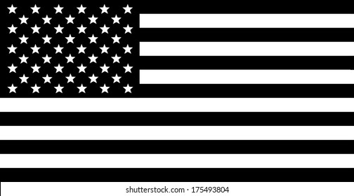 USA Flag - Black and white composition.