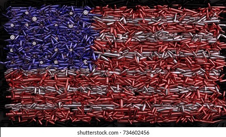 USA Flag formed out of bullets / 3d illustration / 3d rendering