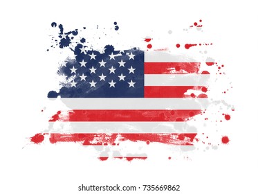 USA flag grunge painted background
