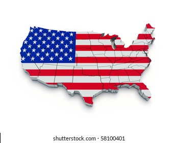 USA flag map. 3D render
