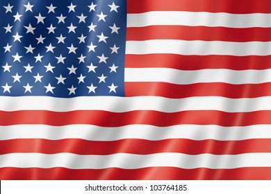 USA Flag, Three Dimensional Render, Satin Texture