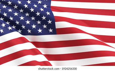 USA Flag Waving 3D Illustration