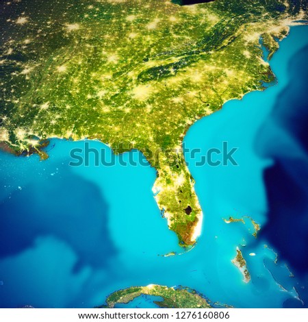 USA - Florida map. Elements of this image furnished by NASA. 3d rendering