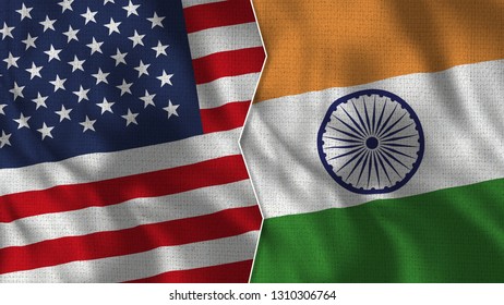 India Flag United States America Flag Stock Photo (Edit Now) 1034313142