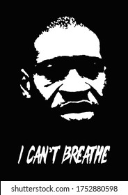 USA - Jun, 2020: Illustration Of Face Black And White With Text I Can't Breathe.