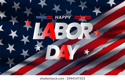 USA Labor Day greeting card with brush stroke background in United States national flag colors and hand lettering text Happy Labor Day. Vector illustration. - Powered by Shutterstock