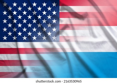 USA and Luxembourg state flag transborder negotiation LUX USA banner country Luxembourg USA patriotism. 2d image