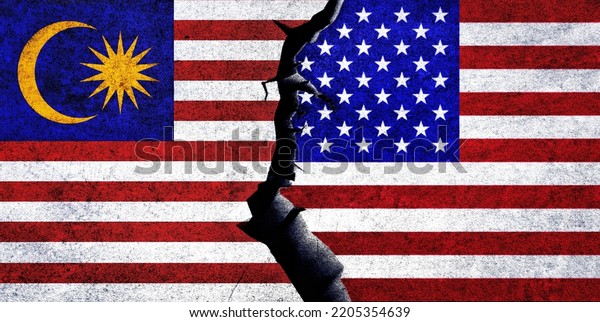 USA and Malaysia flags together. Malaysia and\
United States of America relation, conflict, crisis, economy\
concept. USA vs\
Malaysia
