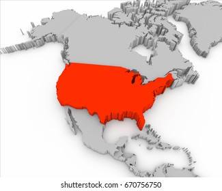 Usa Map 3d Illustration Stock Illustration 670756750 | Shutterstock