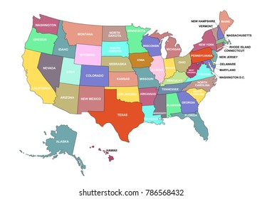 Map Of All States Usa Map All States Names On Stock Illustration 786568432