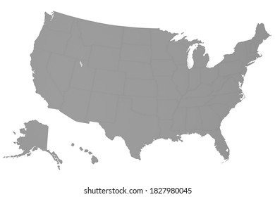 Usa Map Gray Color 3d Rendering Stock Illustration 1827980045 ...