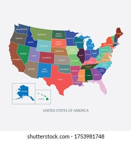 Usa Map Name Countriesunited States America Stock Illustration ...