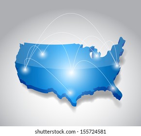 Usa Map Network Connection Concept Illustration Design Graphic