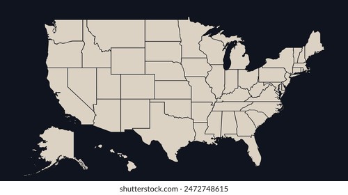 USA Map. Poster map of United States of America. Illustration