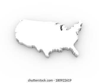 USA map in white and including a clipping path. High quality 3D illustration. 