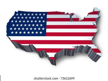 U.S.A. mapped flag in 3D representing politics and patriotism.