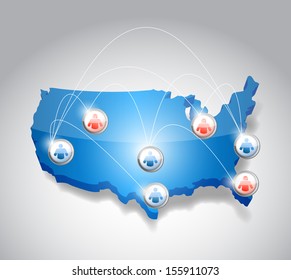 Usa Network Communication Illustration Design Over White