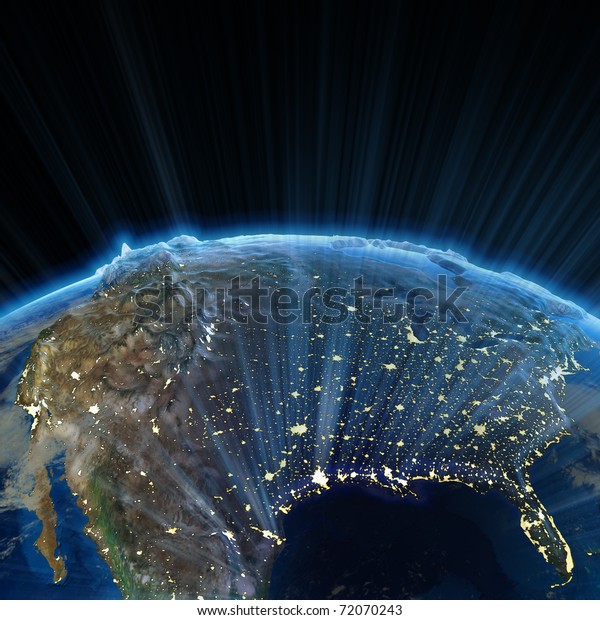 Usa Night Earth Map Nasa Stock Illustration 72070243