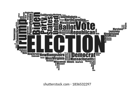 USA - November 3 2020 - Digital Illustration Of Word Cloud Relating To US Election - Trump Vs Biden