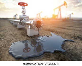 USA oil industry concept. Oil tube pipeline with spilled oil in form of United Staes. 3d illustration