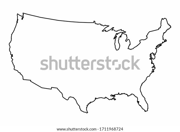 Usa Outline Map Isolated On White Stock Illustration 1711968724 ...