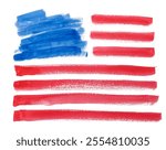 USA painted watercolor flag horizontal banner. For usa national holiday greeting card, invitation, poster, flyer