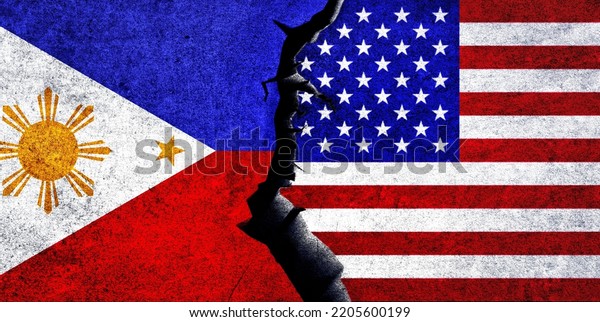 USA and Philippines\
flags together. Philippines and United States of America relation.\
USA vs Philippines