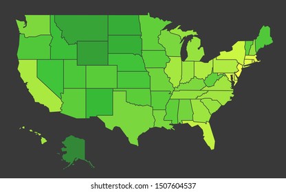 USA Population Heat Map As Color Density Illustration