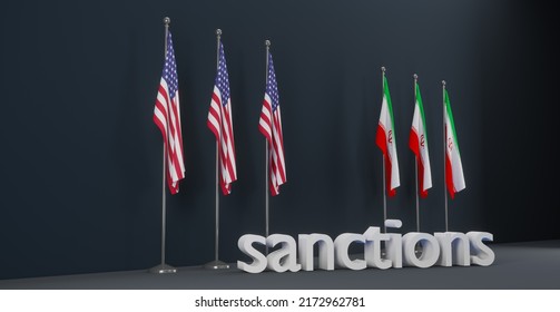 USA Sanctions On Iran, Sanctions Against Iran, Sanctions On Iran, 3D Work And 3D Illustration